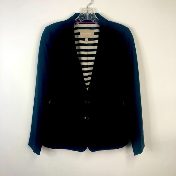 Banana Republic Navy Blue blazer long sleeve lapeled cotton blend size 0 - Picture 1 of 11